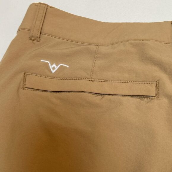 Avalon Tan Flat Front Shorts Casual Style - Picture 3 of 10